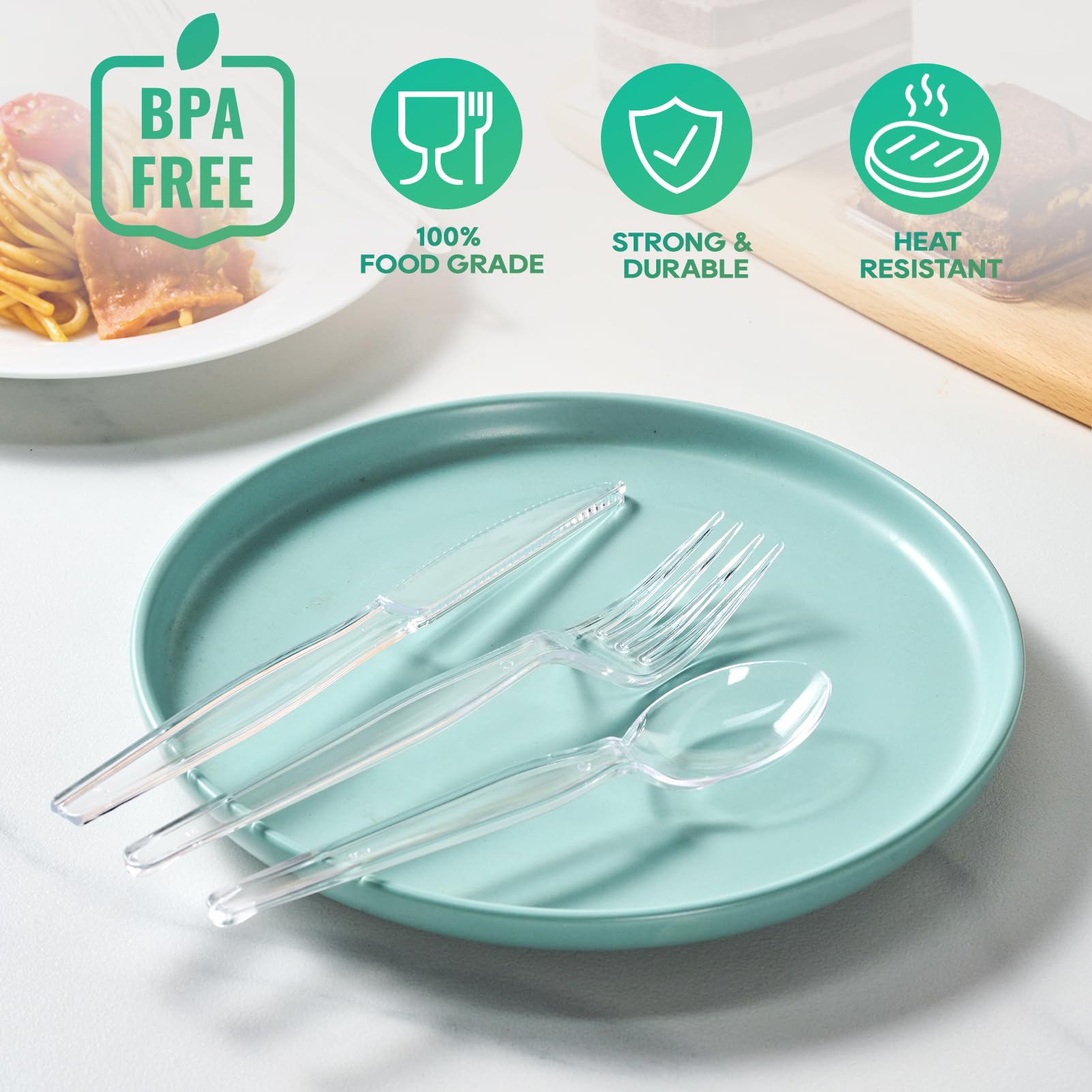 Bulk Plastic Cutlery | Clear Plastic Utensils for Soups, Salads | BPA - Free | Case Restaurant Supply - EWT