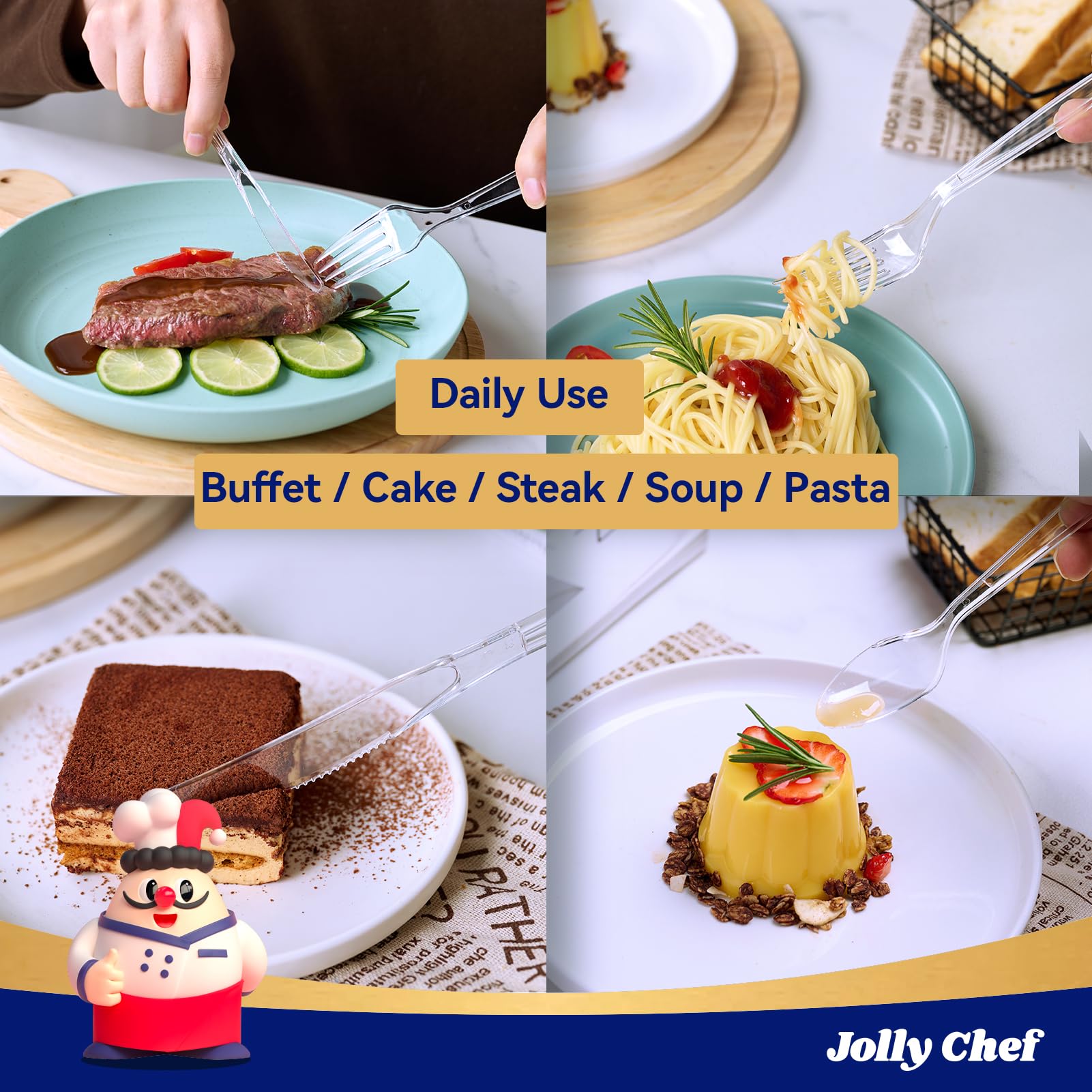 Bulk Plastic Flatware | Disposable Cutlery for Pasta, Desserts, Fruits | Food - Grade Heat Resistant | Restaurant Supply - EWT