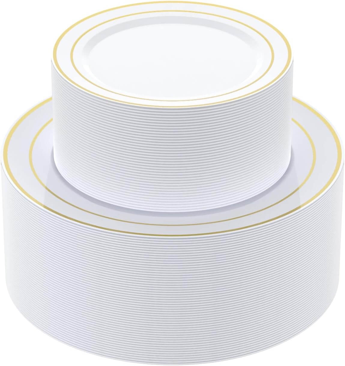 Bulk Plastic Plate Set | Disposable Dinnerware Set for Burgers, Salads | BPA - Free | Restaurant Supply Case - EWT