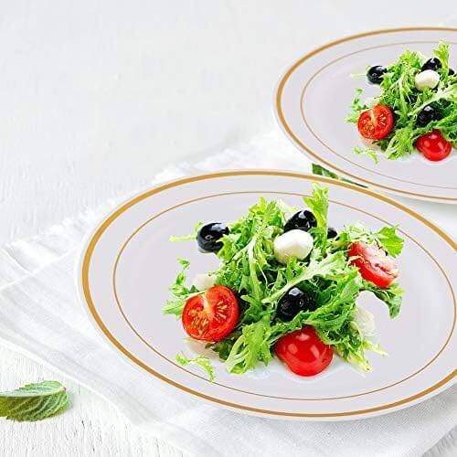 Bulk Plastic Plate Set | Disposable Dinnerware Set for Burgers, Salads | BPA - Free | Restaurant Supply Case - EWT