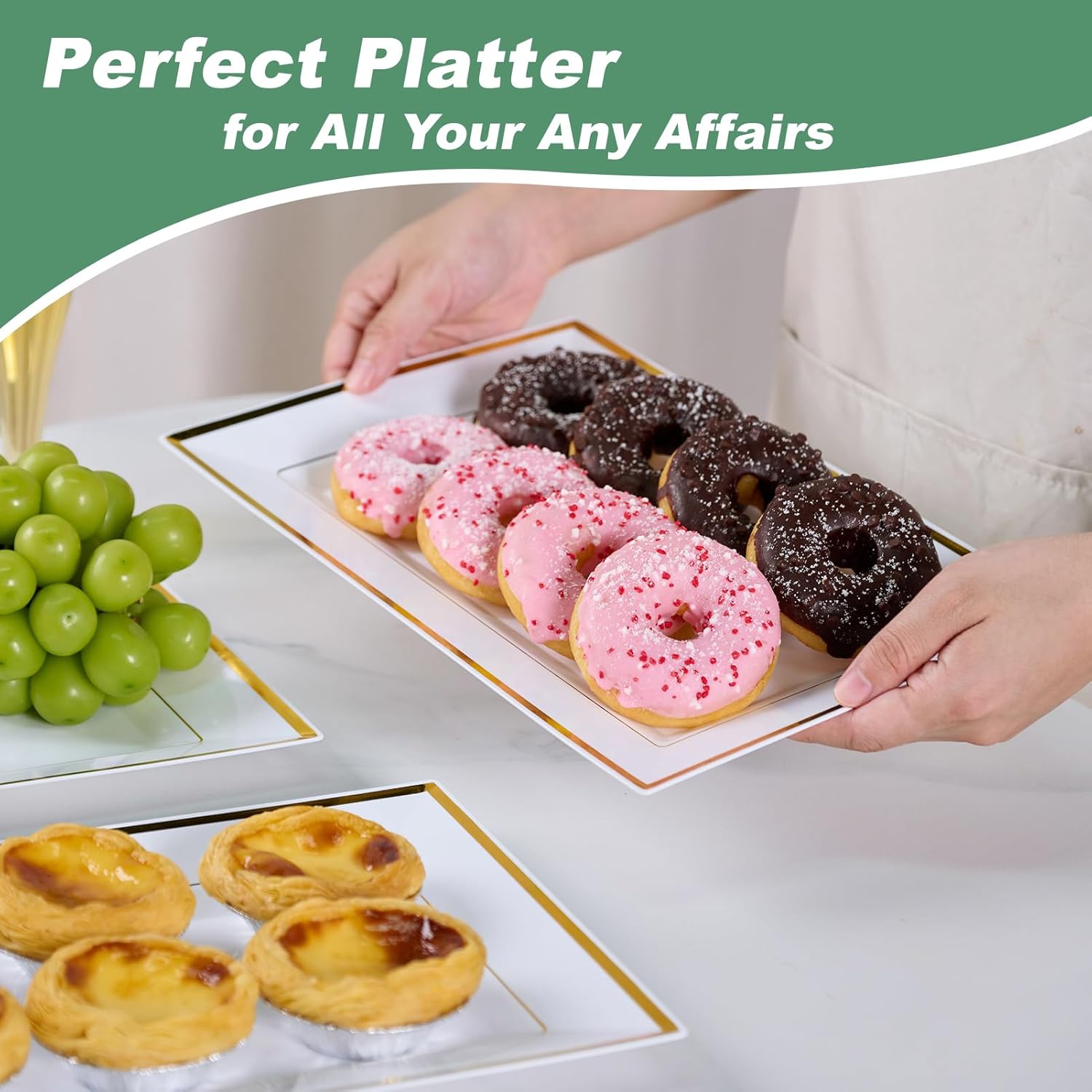 Bulk Plastic Serving Trays | Serving Platters for Appetizers, Desserts, Fruits, Salads | BPA - Free | Restaurant Supply - EWT