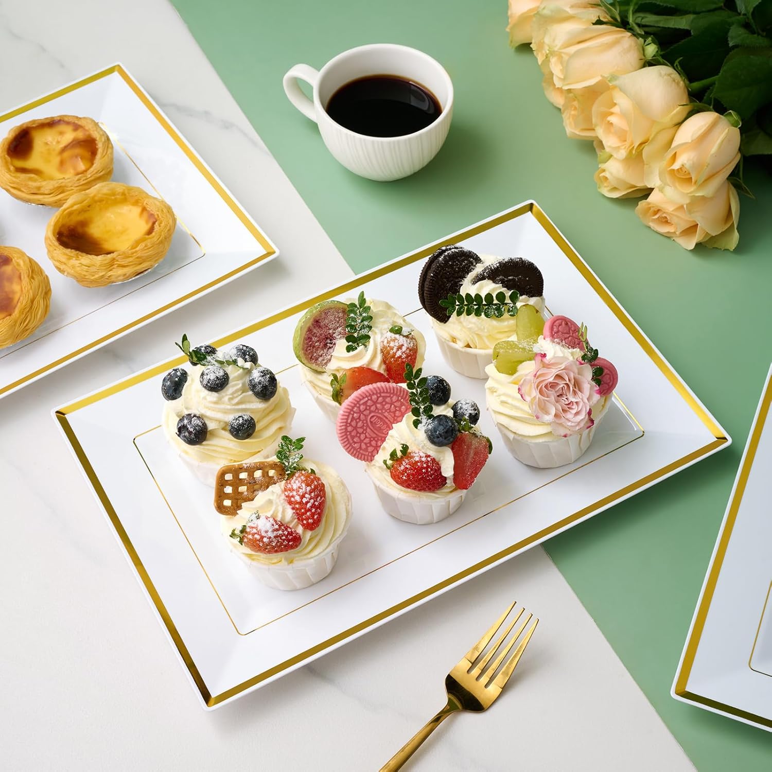 Bulk Plastic Serving Trays | Serving Platters for Appetizers, Desserts, Fruits, Salads | BPA - Free | Restaurant Supply - EWT