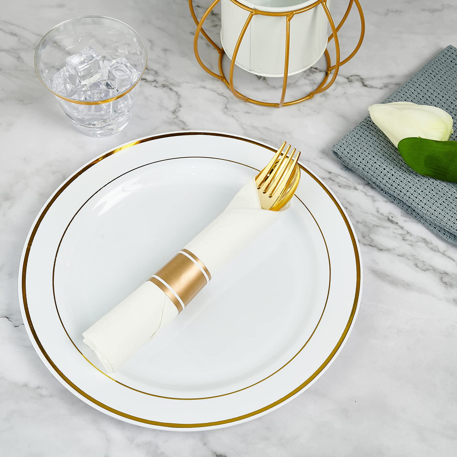 Bulk Pre - Rolled Plastic Silverware | Gold Plastic Cutlery for Steaks, Sandwiches | Food - Grade Plastic | Restaurant Supply - EWT