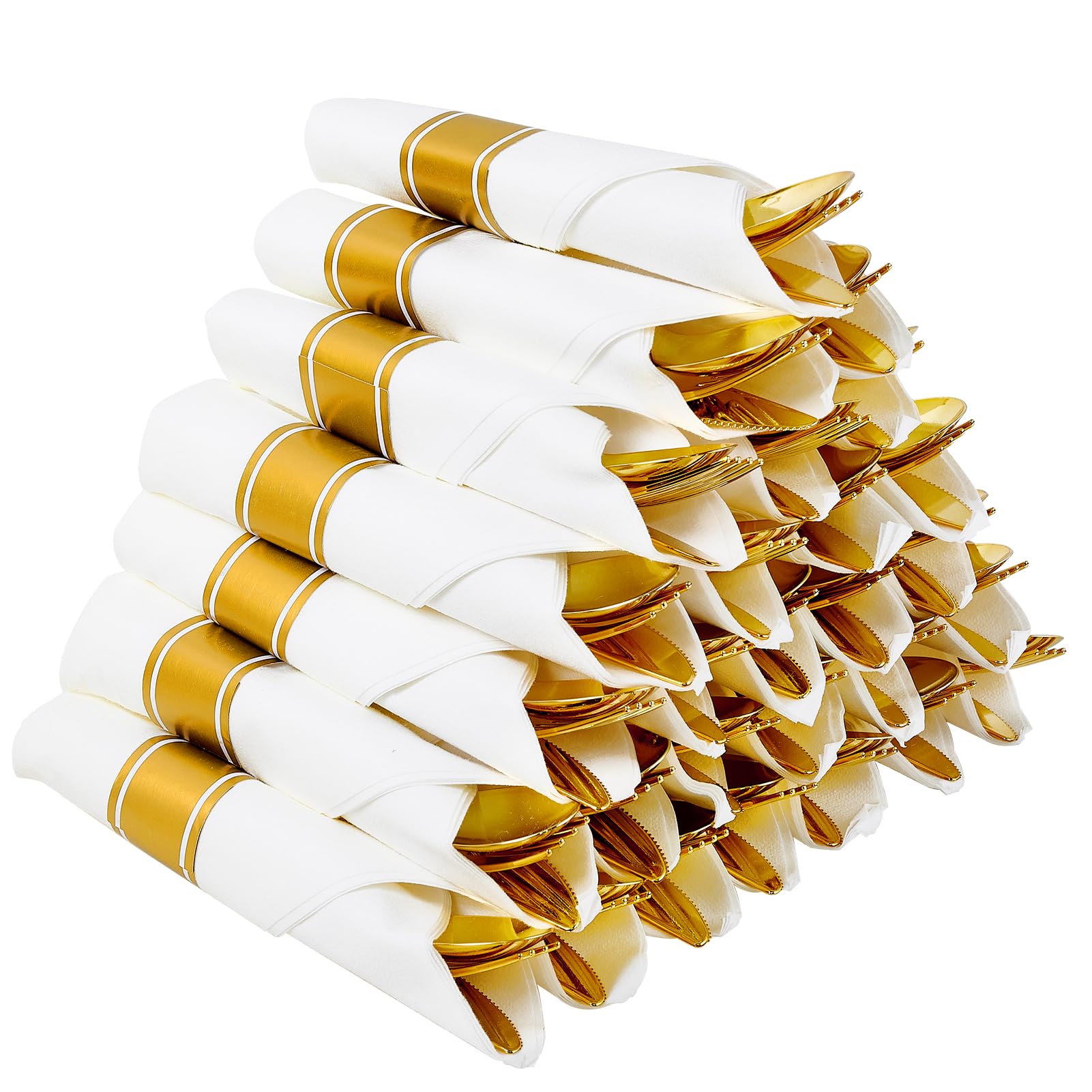 Bulk Pre - Rolled Plastic Silverware | Gold Plastic Cutlery for Steaks, Sandwiches | Food - Grade Plastic | Restaurant Supply - EWT