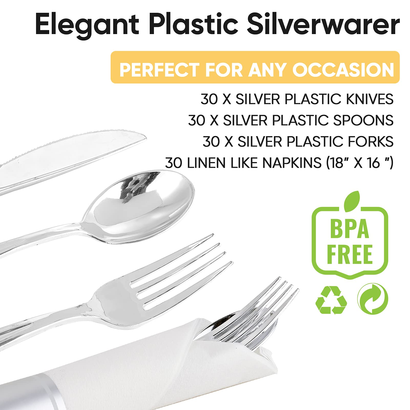 Bulk Pre Rolled Plastic Silverware | Pre - Rolled Cutlery Set for Burgers, Grilled Chicken | Food - Grade | Restaurant Supply - EWT
