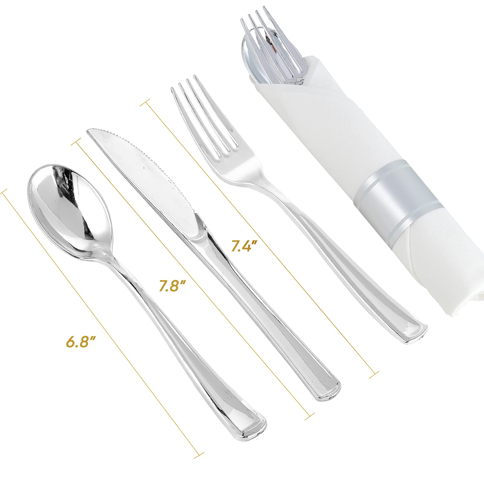 Bulk Pre Rolled Plastic Silverware | Pre - Rolled Cutlery Set for Burgers, Grilled Chicken | Food - Grade | Restaurant Supply - EWT