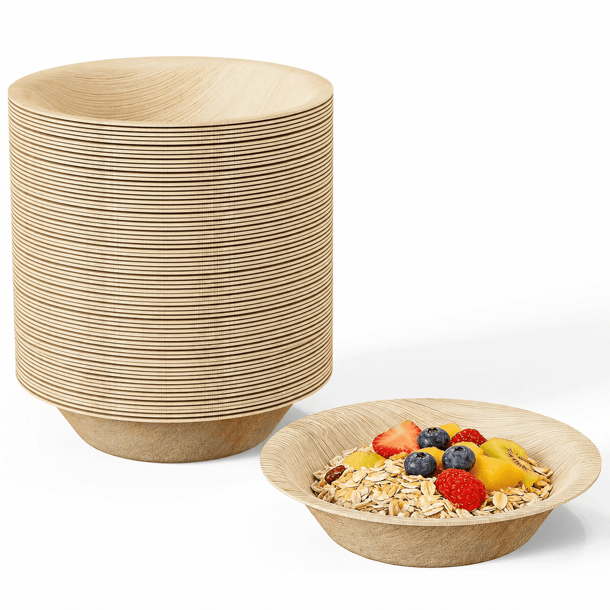 Premium 5 in /6.3 in Heavy-Duty Palm Leaf Bowls｜Toxin-Free, Plastic-Free ｜Perfect for Weddings & Bridal Showers - Elegant Wedding Table